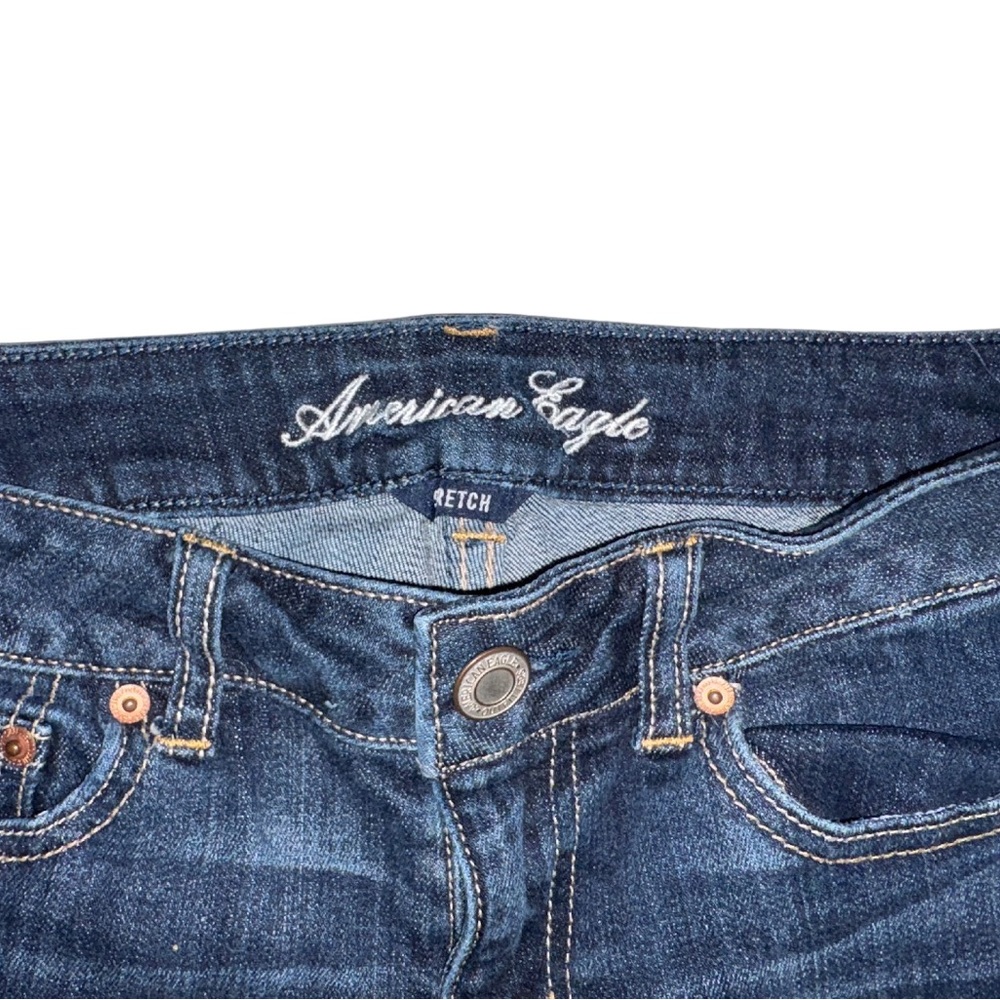 American Eagle Dark Wash Stretch Denim Cutoff Shorts - Picture 3 of 6